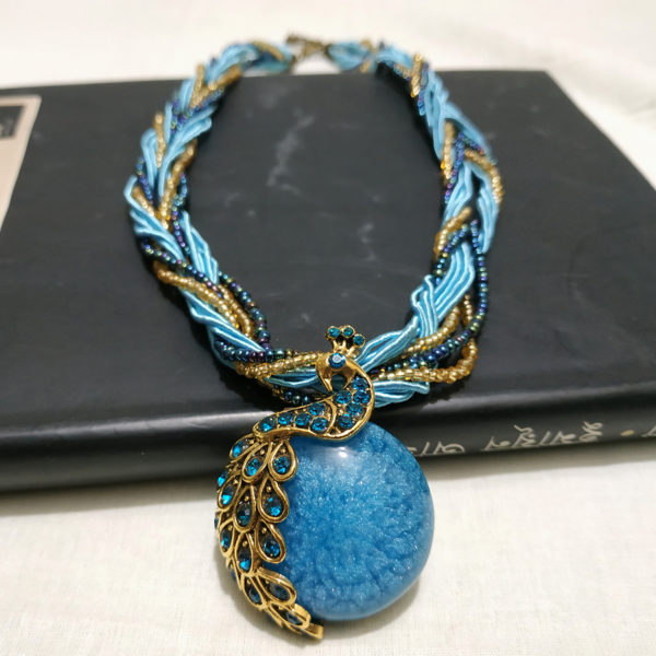 Peacock Pendant Necklace blue