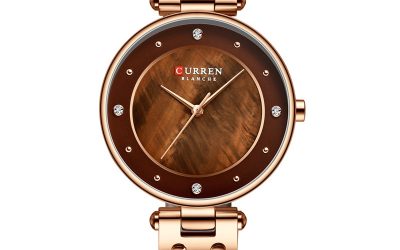 CURREN 9056 Women Ring Design Leather Band Simple Dial Watch